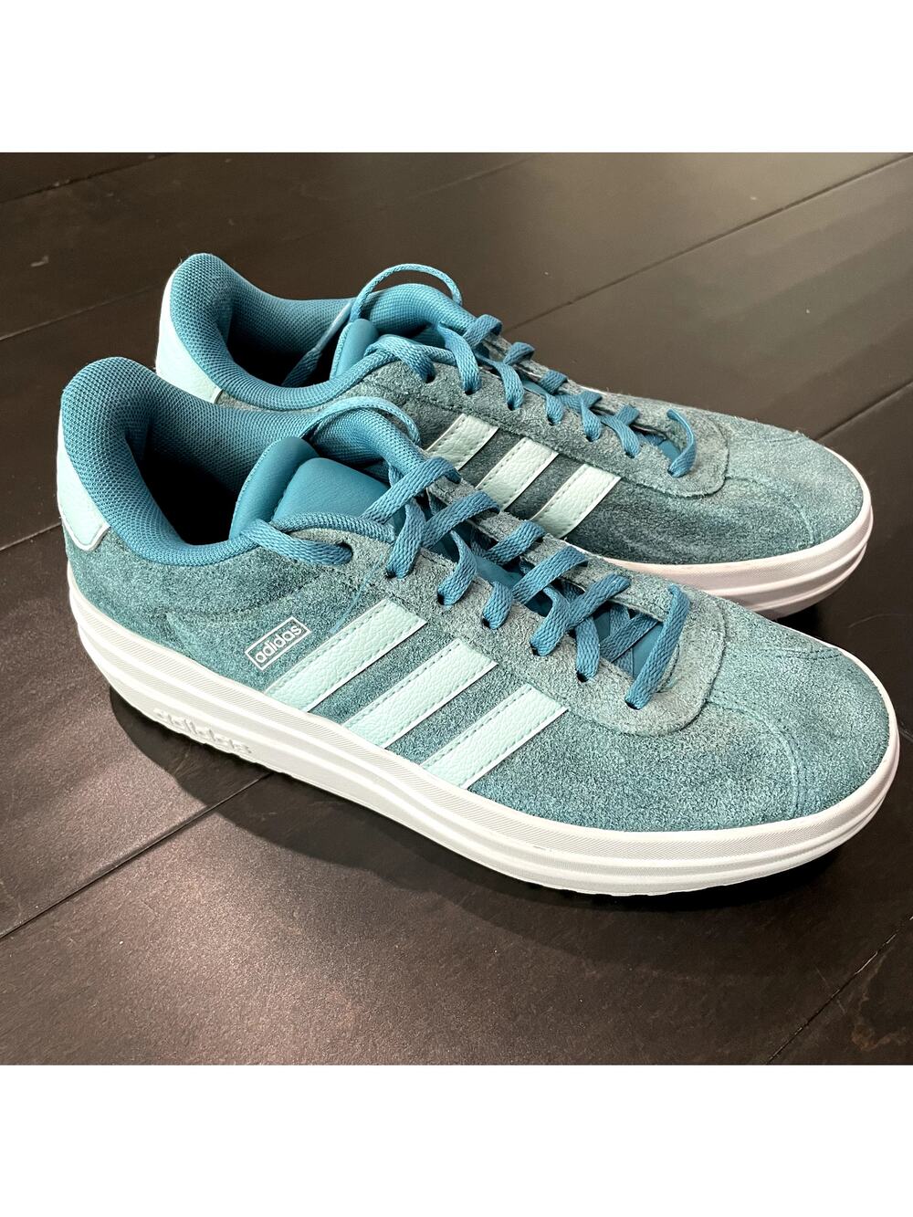 Adidas VL Court Bold Shoes Platform Sneaker Teal White Girls Youth Size 4.5